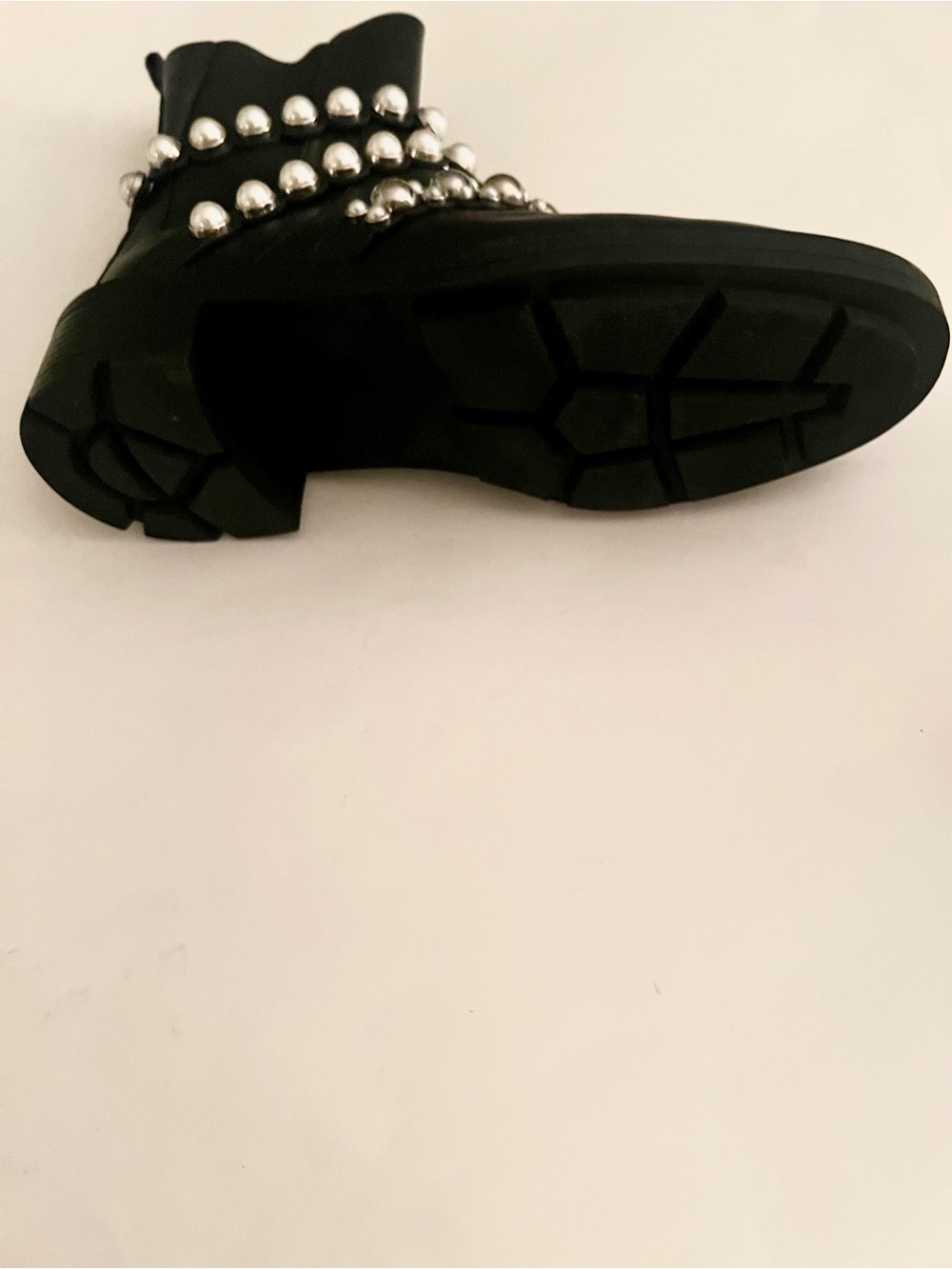Zara Black Ankle Boots with Faux Pearl Accents , Size 8 (EU 39) - Picture 7 of 9